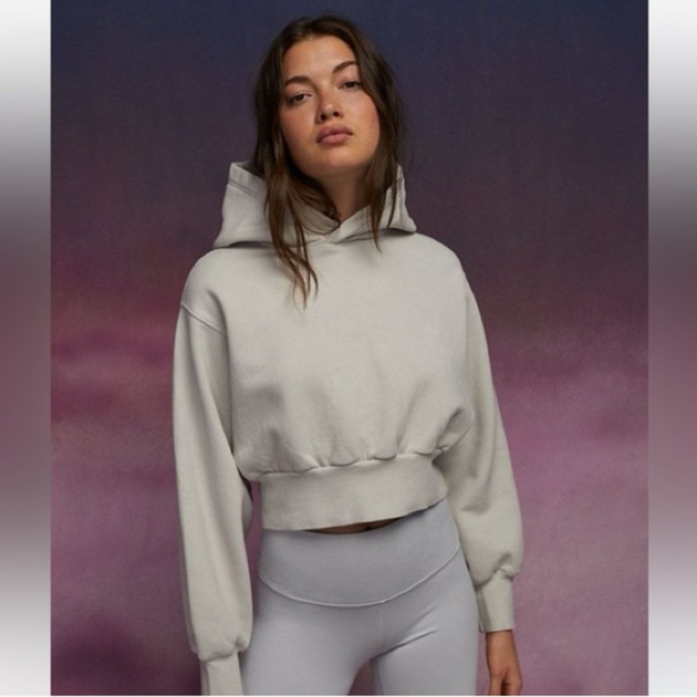 TNA Light Green Cropped Hoodie